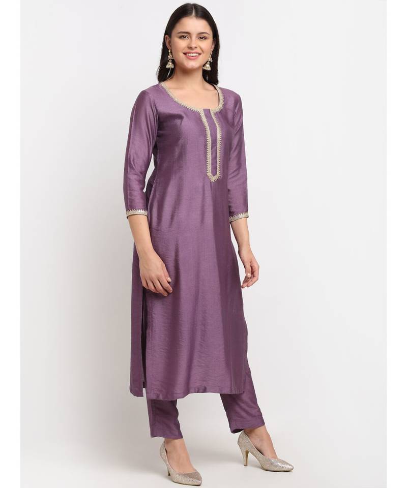 Mistique Mauve Straight Kurti with Straight Pants