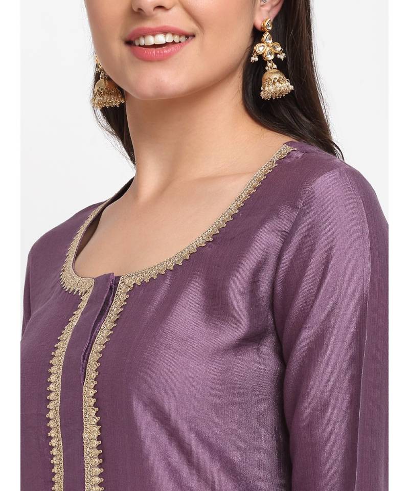 Mistique Mauve Straight Kurti with Straight Pants