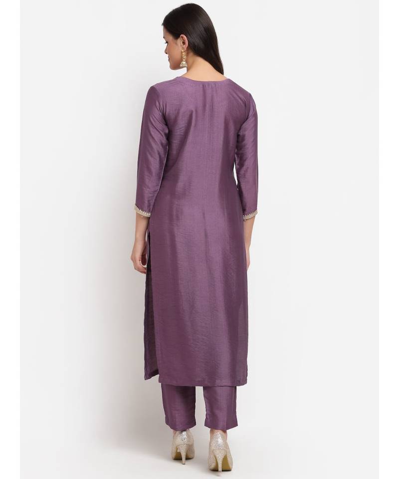 Mistique Mauve Straight Kurti with Straight Pants