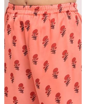 Peach Punch Floral Printed Kurti with Straight Palazzo 3