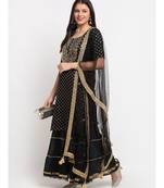 Black Banarsi Short Kurti with Sharara and Net Stone Dupatta