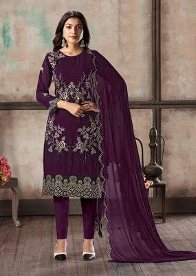 Purple embroidered georgette salwar 1
