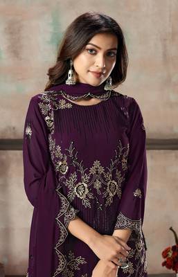 Purple embroidered georgette salwar 3