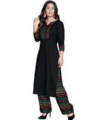 Black plain rayon kurta-sets