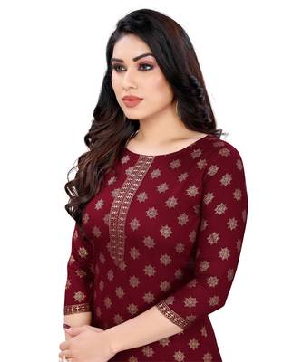 Maroon printed rayon kurta-sets 5
