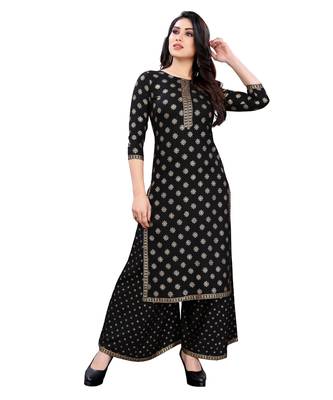 Black printed rayon kurta-sets 1