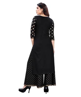 Black printed rayon kurta-sets 4