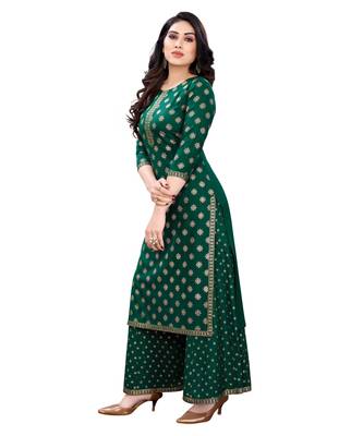 Dark-green printed rayon kurta-sets 3