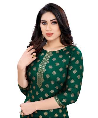 Dark-green printed rayon kurta-sets 5