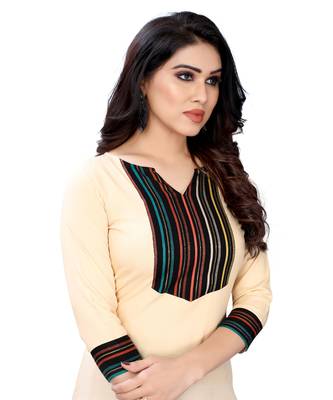 Beige plain rayon kurta-sets 5