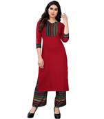 Red plain rayon kurta-sets