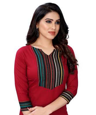 Red plain rayon kurta-sets 5