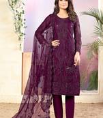 Purple embroidered net salwar