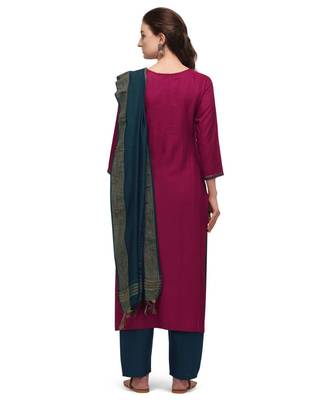 Maroon & Navy Blue Yoke Design Kurta with Salwar & Dupatta 2