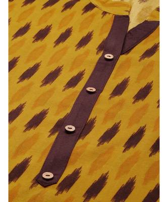 Mustard Yellow & Brown Ethnic Motifs Printed Kurta 5