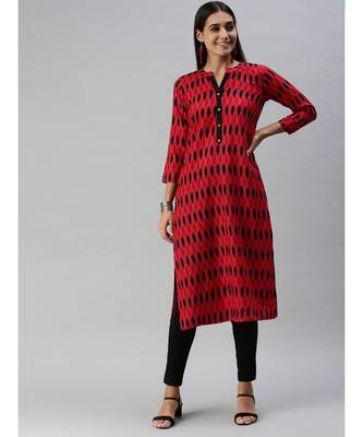Red & Black Ethnic Motifs Printed Kurta 2