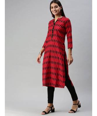 Red & Black Ethnic Motifs Printed Kurta 3
