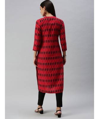 Red & Black Ethnic Motifs Printed Kurta 4