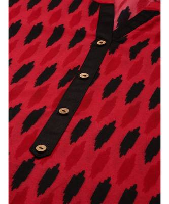 Red & Black Ethnic Motifs Printed Kurta 5