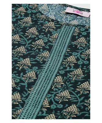 Grey Floral Print Cotton Blend Straight Kurta 5