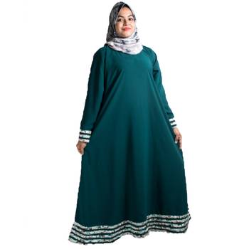 Green plain crepe abaya 4