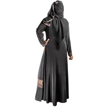 Black brasso polyester abaya 4