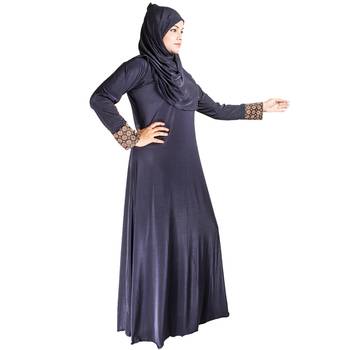 Blue plain polyester abaya 2