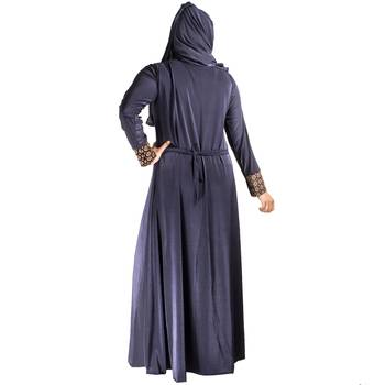 Blue plain polyester abaya 4