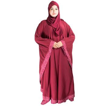 Maroon plain crepe abaya 1
