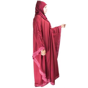 Maroon plain crepe abaya 3