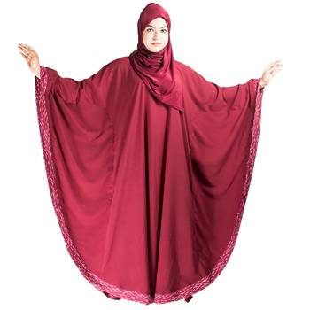 Maroon plain crepe abaya 5