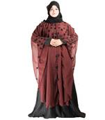 Maroon plain art silk abaya