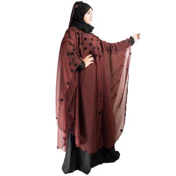 Maroon plain art silk abaya 2
