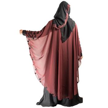 Maroon plain art silk abaya 4