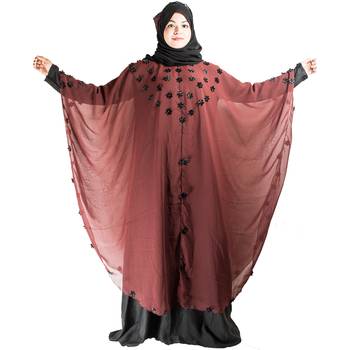 Maroon plain art silk abaya 5