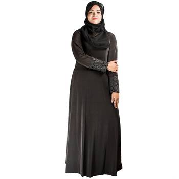 Black plain polyester abaya 1