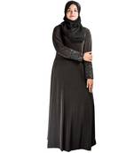 Black plain polyester abaya