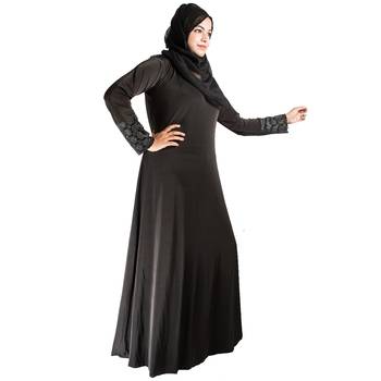 Black plain polyester abaya 2
