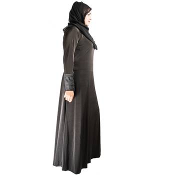 Black plain polyester abaya 3
