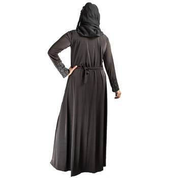 Black plain polyester abaya 4