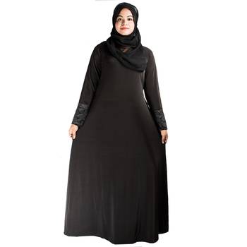 Black plain polyester abaya 5