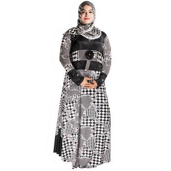 Grey printed polyester abaya 1