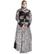 Grey printed polyester abaya