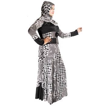 Grey printed polyester abaya 2