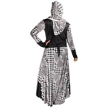 Grey printed polyester abaya 4