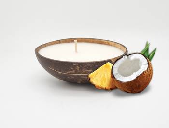 INDIBAM's Handmade Premium Coconut Shell Candles(200 ML)with Vanilla Fragrance, Pure Soy Wax & Cotton wick,2Pcs. 3