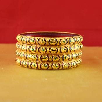 Rajasthani gokharoo,kara churi meenakari,moti,cz,stone,bangles size-2.4,2.6 2