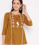 Gold embroidered rayon party-tops