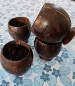 INDIBAM's Organic Hand Made Coconut Shell Juice, Shakes cold drink Glass , 350 ML, (Set of 4 Pcs) 							