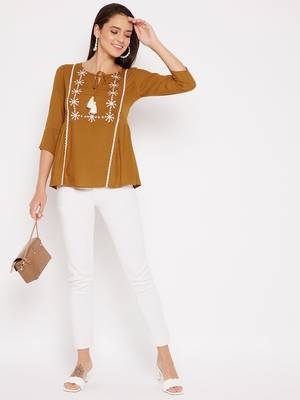Gold embroidered rayon party-tops 3